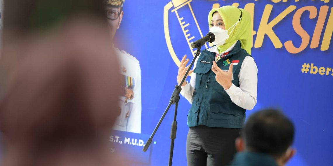 Atalia Kamil Semringah, Capaian Vaksinasi BPBD Jabar di Kabupaten Bekasi Lampaui Target